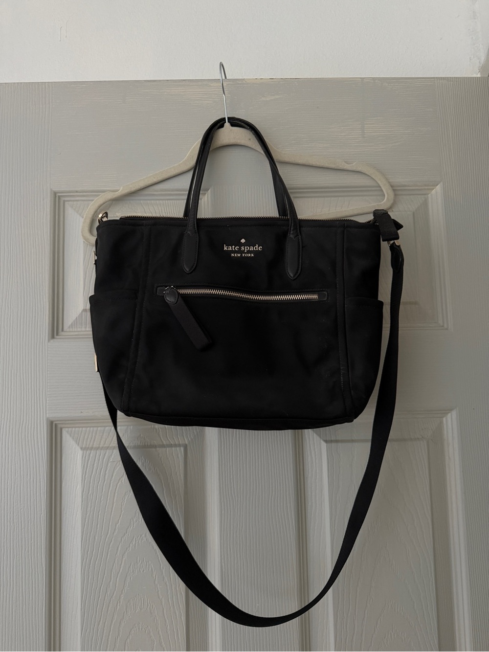 KATE SPADE New York Black Nylon Chelsea Medium Tote w/Crossbody strap